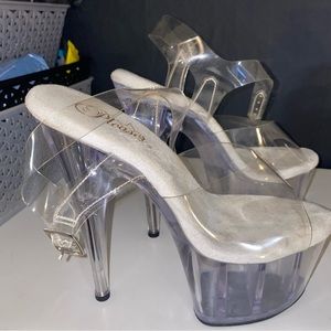 Pleasers Heels 7 inch Clear Stiletto Adore 708 Size 9